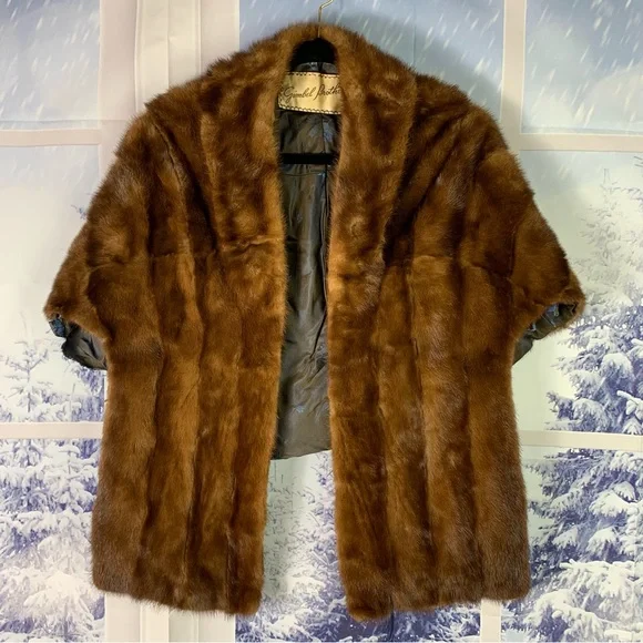 Vintage Gimbal Brothers Brown Fur Caplet Shawl Stole Cape *FLAWED - Picture 13 of 13